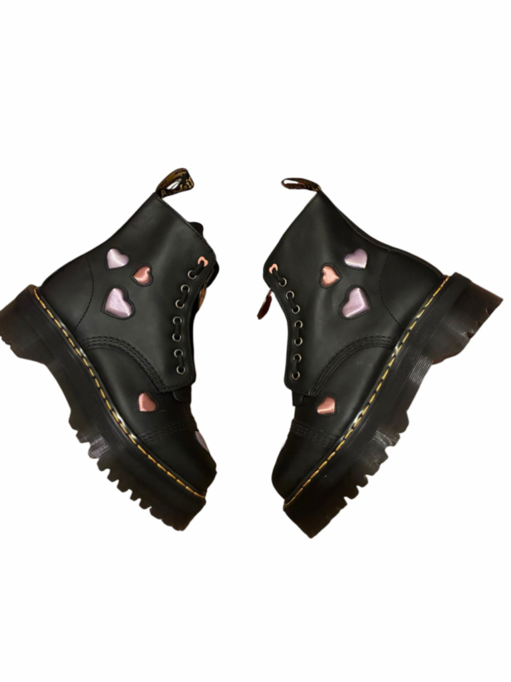 Dr. Martens Sinclair Heart Boots Black Pink US 8